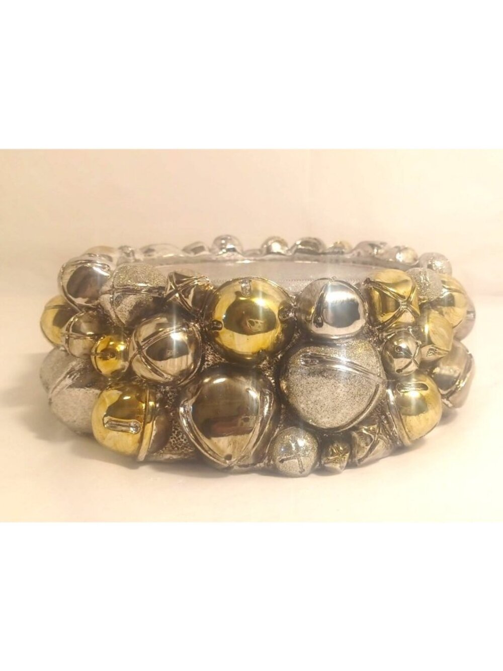 HomeWorx Harry Slatkin Christmas Jingle Bells Silver Gold Pedestal Candle Holder - Picture 3 of 8
